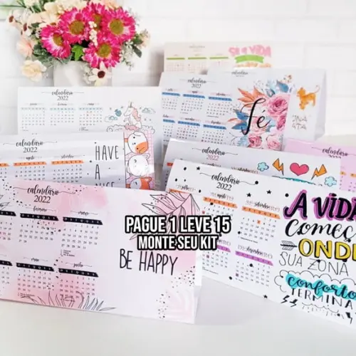 Arquivo de corte Calendário 2022 PNG 2+14 arquivos