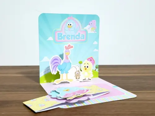 Arquivo de Corte Convite Pop Up Galinha Pintadinha 1