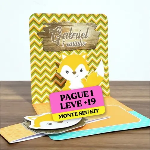 Arquivo de Corte Convite Pop Up Raposa 1
