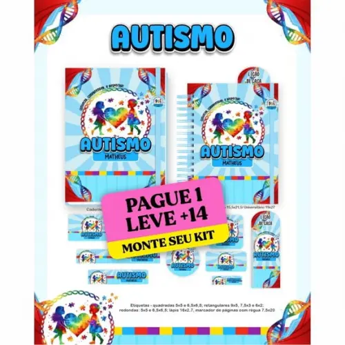 Arquivo de Corte Etiqueta Escolar Autismo