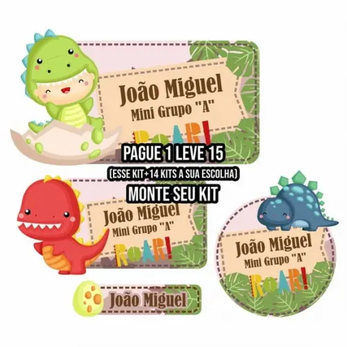 Arquivo de Corte Etiqueta Escolar Dino Baby