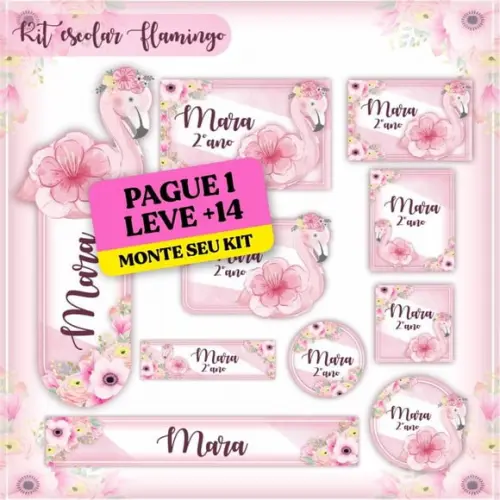 Arquivo de Corte Etiqueta Escolar Flamingo 1