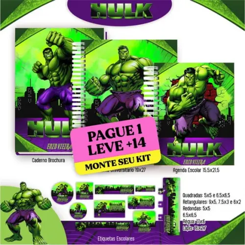 Arquivo de Corte Etiqueta Escolar Hulk 1