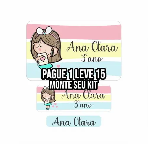 Arquivo de corte etiqueta escolar menina 2 PNG+14