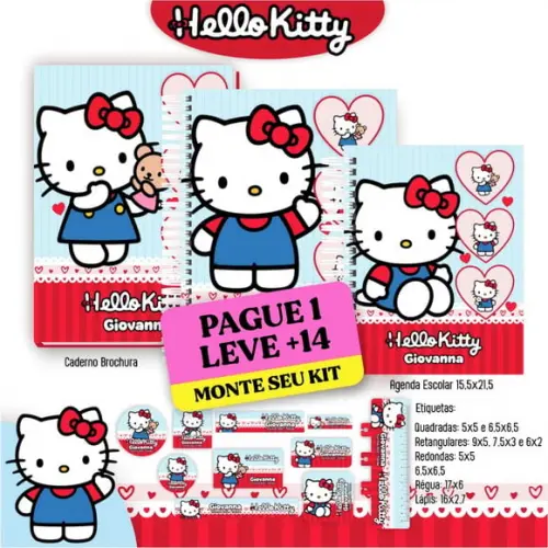 Arquivo de Corte Etiqueta Escolar Hello Kitty 1