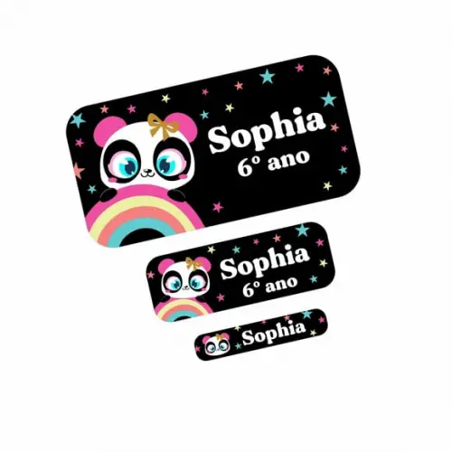 Arquivo de Corte Etiqueta Escolar Panda Puket