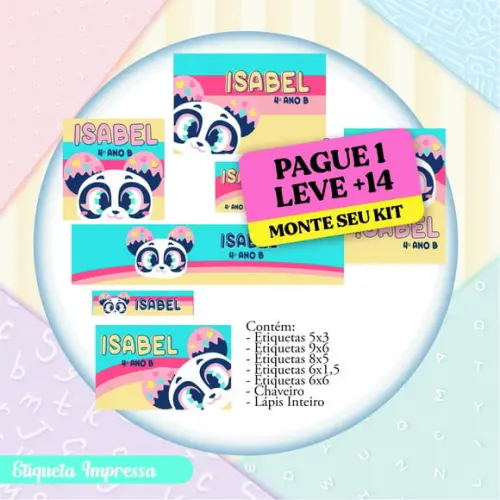Arquivo de Corte Etiqueta Escolar Panda Donuts Puket 4