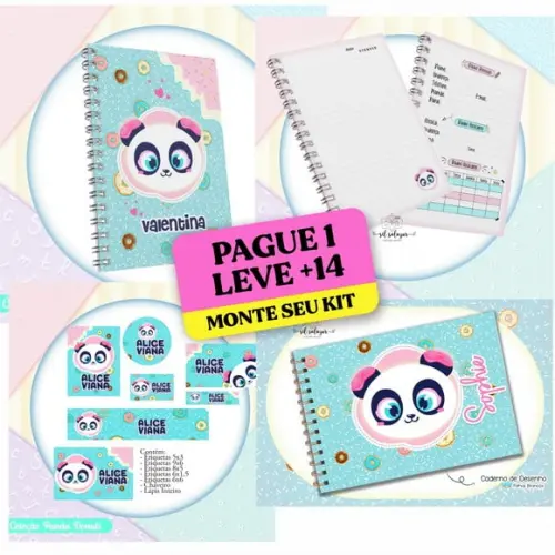 Arquivo de Corte Etiqueta Escolar Panda Donuts Puket 2