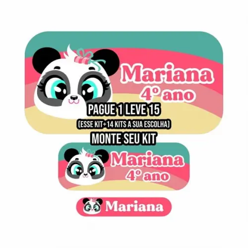 Arquivo de Corte Etiqueta Escolar Panda Summer Puket