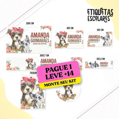 Arquivo de Corte Etiqueta Escolar Pet Menina