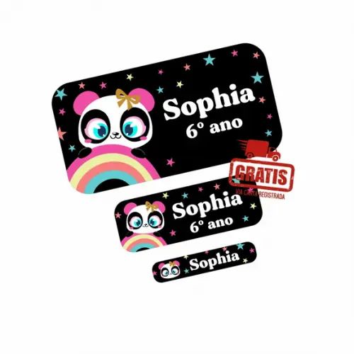 Arquivo de Corte Etiqueta Escolar Panda Puket
