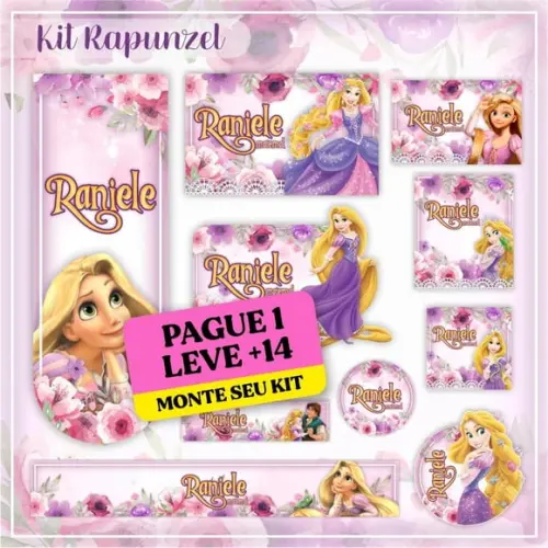 Arquivo de Corte Etiqueta Escolar Rapunzel