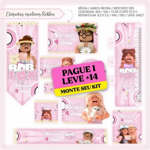 Arquivo de Corte Etiqueta Escolar Roblox Menina 2