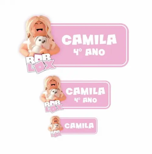 Arquivo de Corte Etiqueta Escolar Roblox Menina Loira