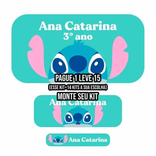 Arquivo de Corte Etiqueta Escolar Stitch Puket