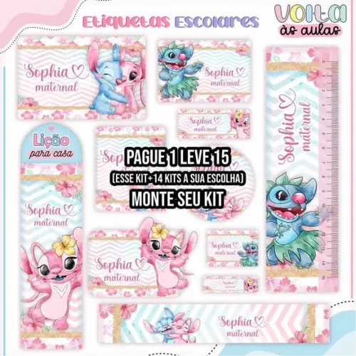 Arquivo de Corte Etiqueta Escolar Stitch