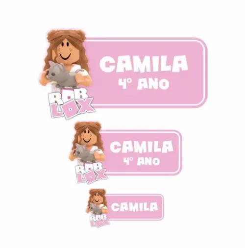 Arquivo de Corte Etiqueta Escolar Roblox Menina Morena