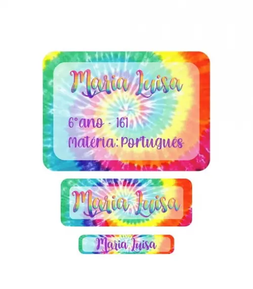 Arquivo de corte etiqueta escolar tie dye PNG