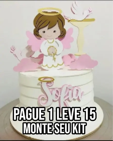 Arquivo De Corte Topo De Bolo Batizado Menina 1 Studio+14