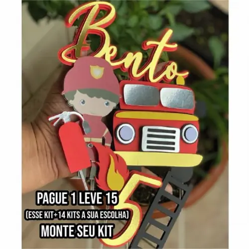 Arquivo de Corte Topo de Bolo Bombeiro 3
