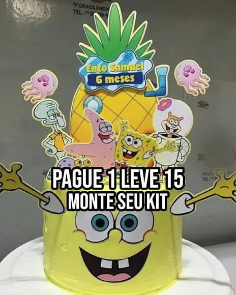 Arquivo de corte Topo de bolo Bob esponja STUDIO+14