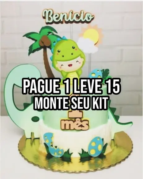 Arquivo de corte Topo de Bolo Dino Baby camadas STUDIO+14