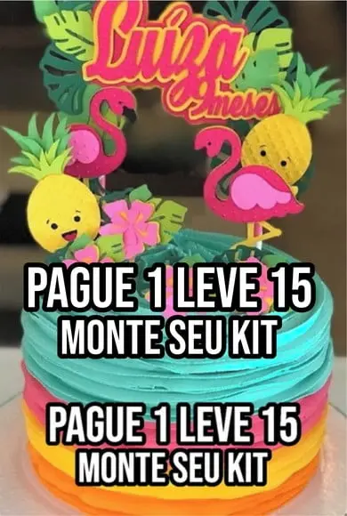 Arquivo de corte topo de bolo Flamingo Tropical Camadas ST