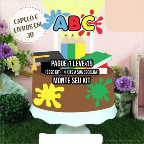 Arquivo de Corte Topo de Bolo Formatura Abc Slime
