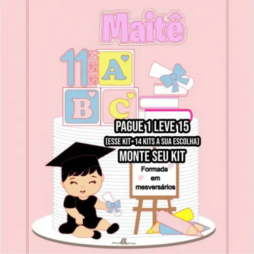 Arquivo de Corte Topo de Bolo Formatura Menina 7 Studio+14