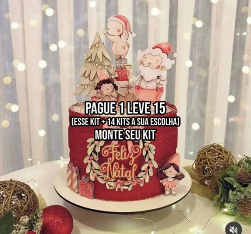 Arquivo de Corte Topo de Bolo Natal Aquarela Studio+14