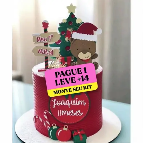Arquivo de Corte Topo de Bolo Natal Ursinho