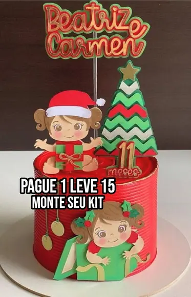 Arquivo de corte Topo de bolo Natal Menina STUDIO +14 ARQUI