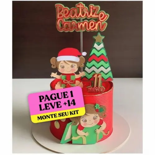 Arquivo de corte Topo de bolo Natal Menina STUDIO +14 ARQUI