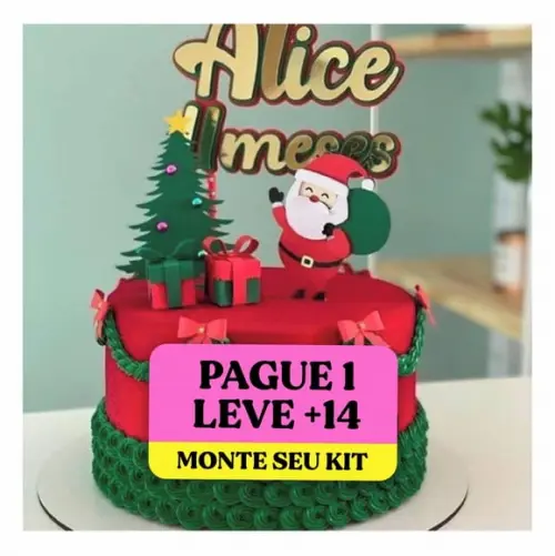 Arquivo de corte Topo de bolo Papai Noel 3 STUDIO +14