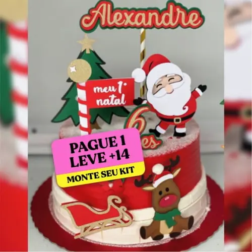Arquivo de corte Topo de bolo Papai Noel 6 STUDIO +14