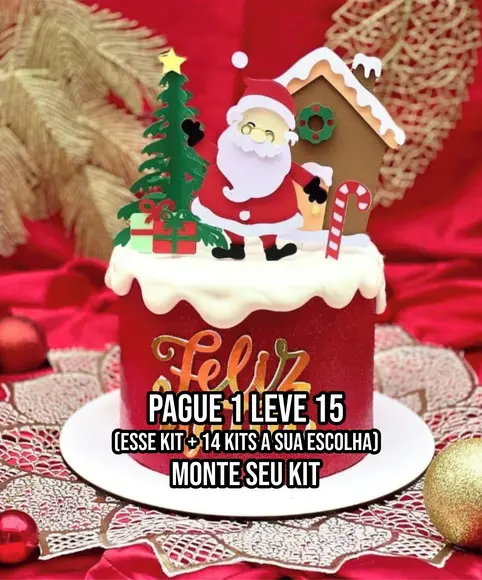 Arquivo de Corte Topo de Bolo Papai Noel 9 Studio +14