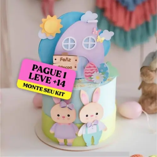 Arquivo de Corte Topo de Bolo Páscoa Coelhinhos