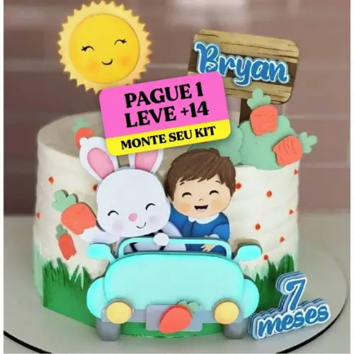 Arquivo de Corte Topo de Bolo Páscoa Menino Carrinho