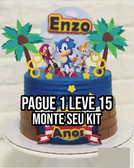Arquivo de corte Topo de bolo Sonic STUDIO+14