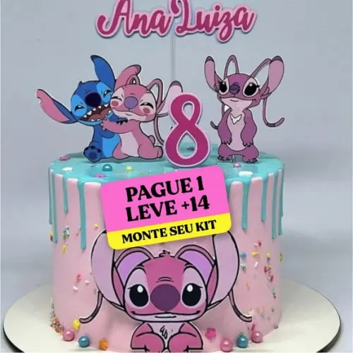 Arquivo de Corte Topo de Bolo Stitch e Angel 2