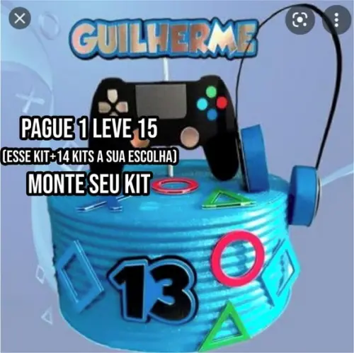 Arquivo de Corte Topo de Bolo Video Game 1