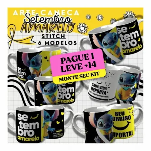 Arquivo Digital Caneca Setembro Amarelo Stitch