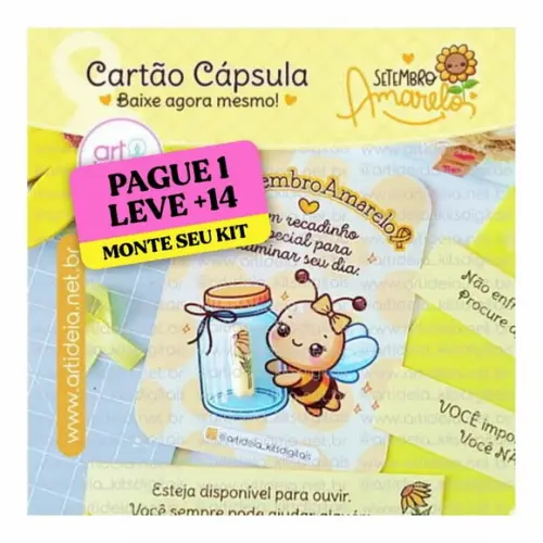 Arquivo Digital Cartão Cápsula Abelhinha Setembro Amarelo