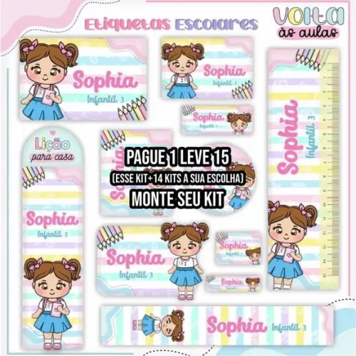 Arquivo Digital Etiqueta Escolar Aluninhas