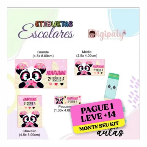 Arquivo Digital Etiqueta Escolar Panda Donuts Puket 3