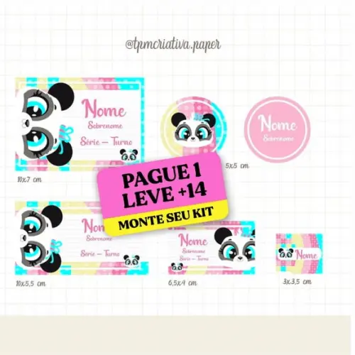 Arquivo Digital Etiqueta Escolar Panda Puket 2