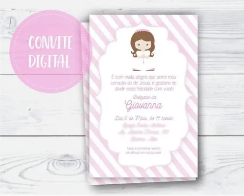 Convite Digital Batizado Menina