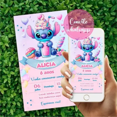 Convite Aniversário Stitch Doceria Digital 20