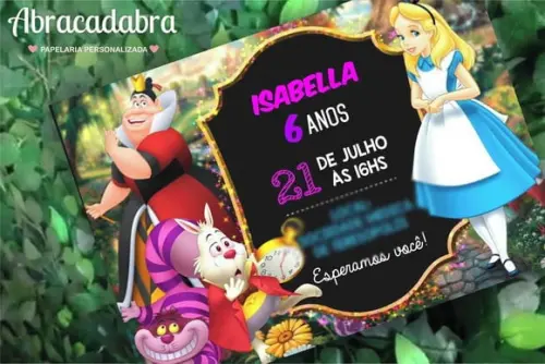 Convite Digital Alice no País das Maravilhas