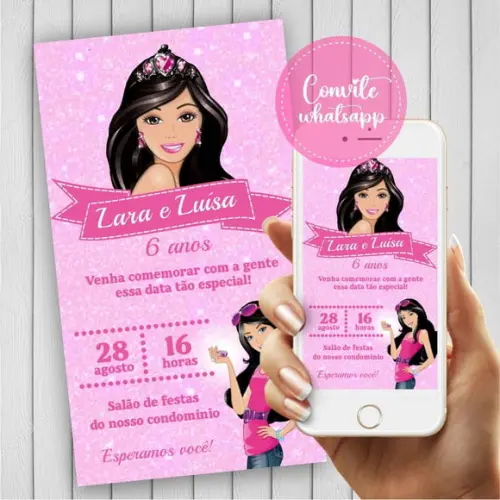 Convite Digital Barbie Morena